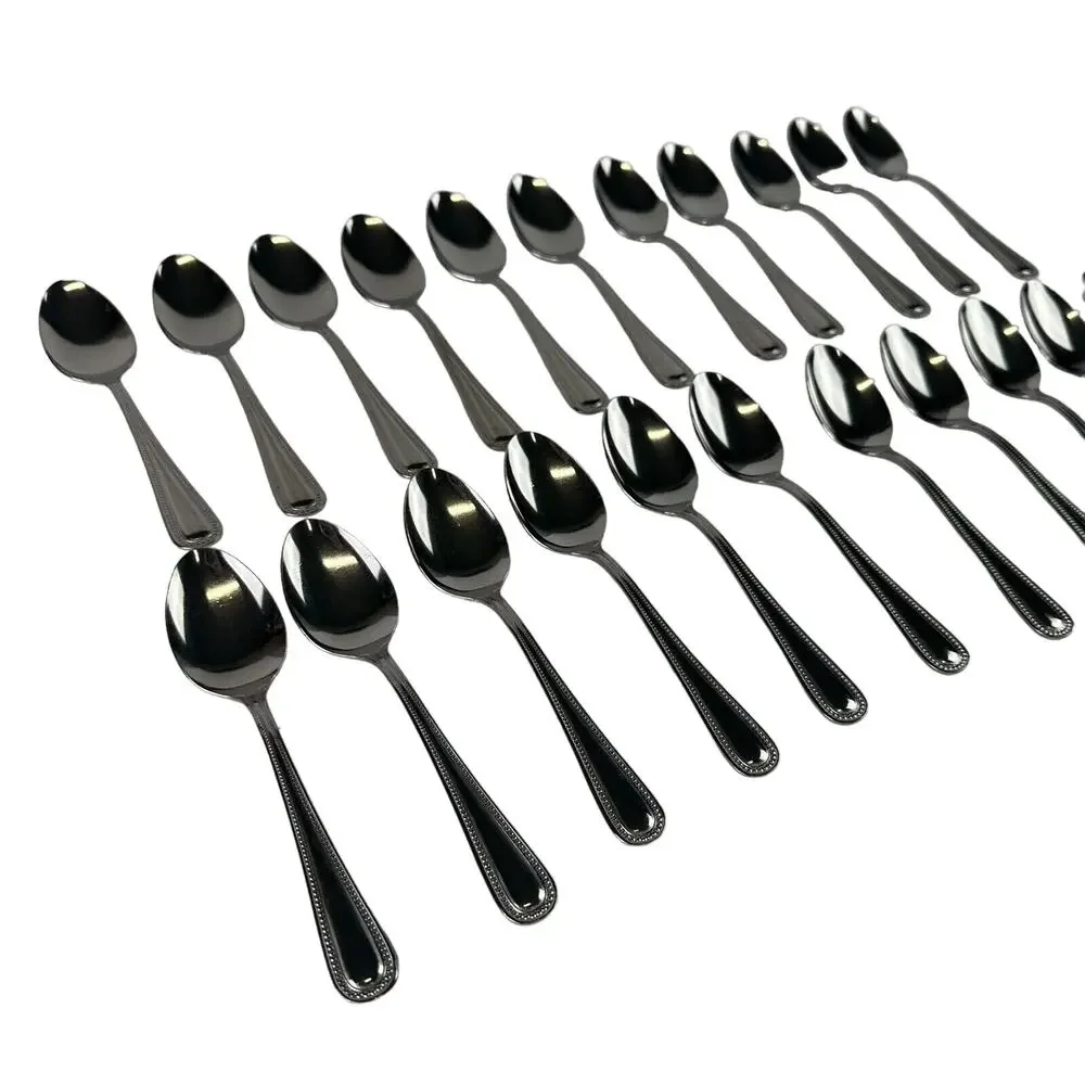 22 Pcs Stainless Steel Japan Spoons 5” Small Short Dessert‎ Silver Color Beaded